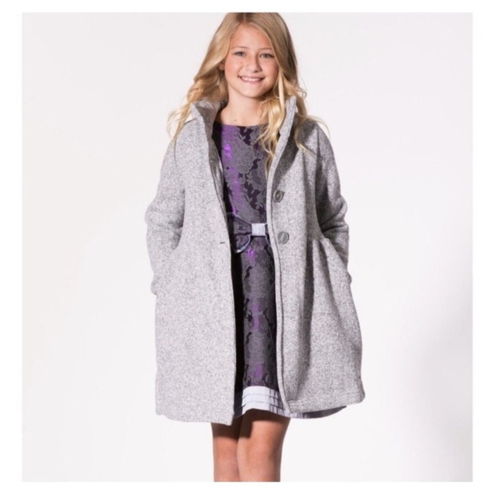 Patagonia Better Sweater Girls Coat in Grey / Birch White